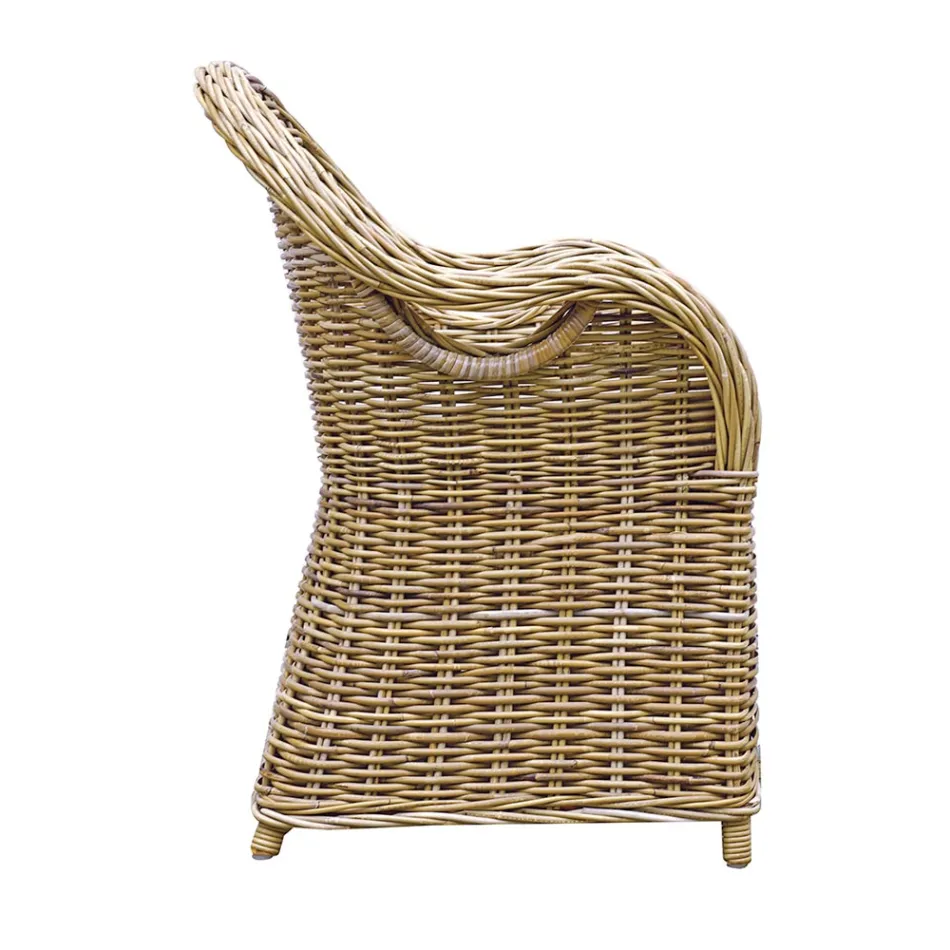 Havelænestol lavet af træ og fiber i grå Kubu - Lido Viadurini