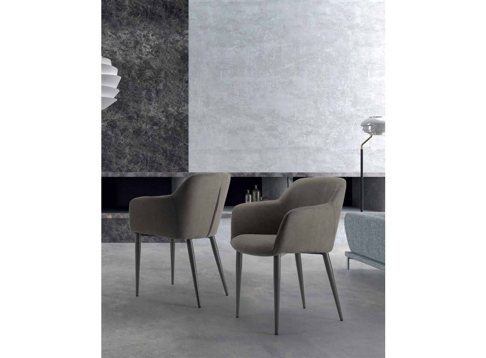 Stue Lænestol i stof eller læder Lavet i Italien, 4 stk - Bardella Viadurini