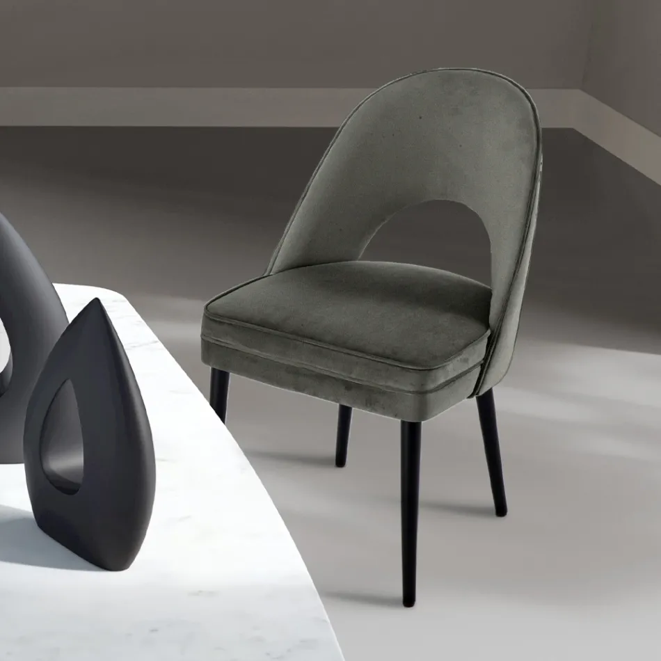 Stuelænestol i forskellige stoffer med træskal - Edgar Viadurini