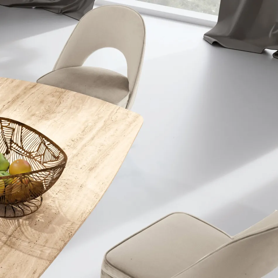 Stuelænestol i forskellige stoffer med træskal - Edgar Viadurini