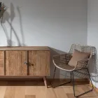 Stue lænestol i Kubù Rattan og jernstruktur - Rutsjebane Viadurini