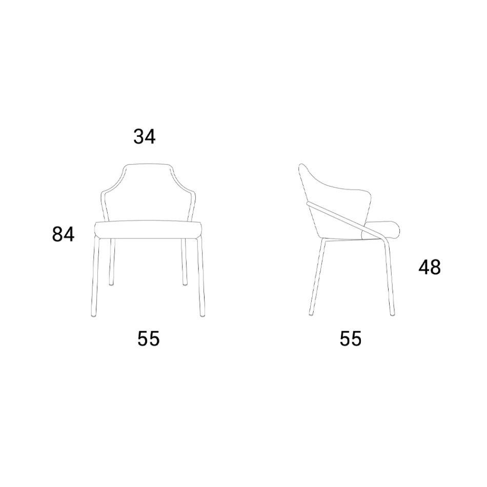 Metallænestol og sæde i genbrugsstof Made in Italy - Sage Viadurini