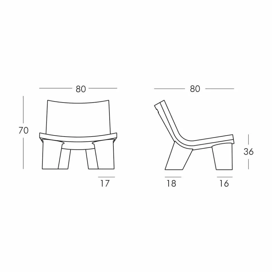 Lounge stol sort og hvid Slide Low Lita jubilæum lavet Italien Viadurini