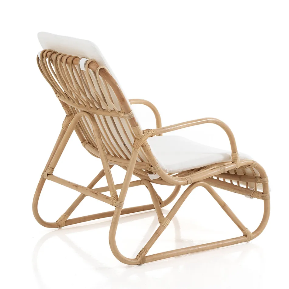 Lænestol til indendørs og udendørs miljøer i rattan og bomuldspude - Jouer Viadurini