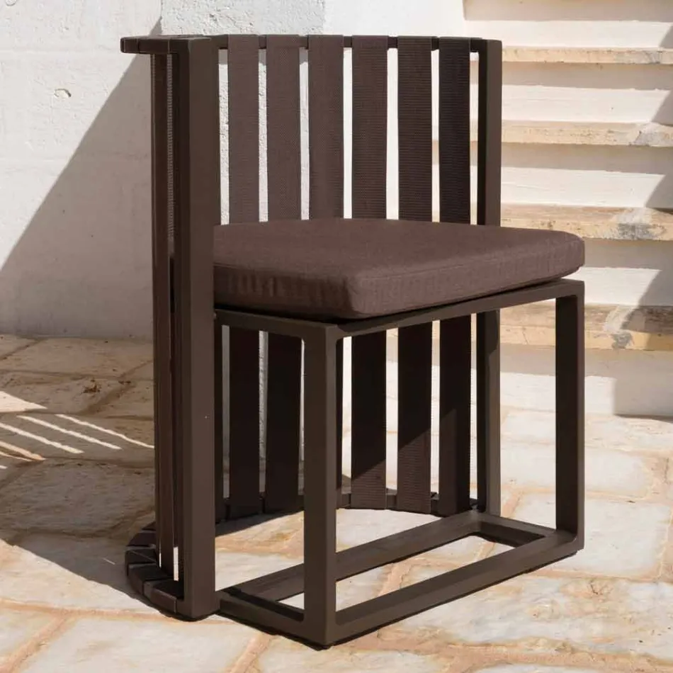 Lænestol med udendørs spisestue i aluminium og reb i luksuriøst design - Julie Viadurini