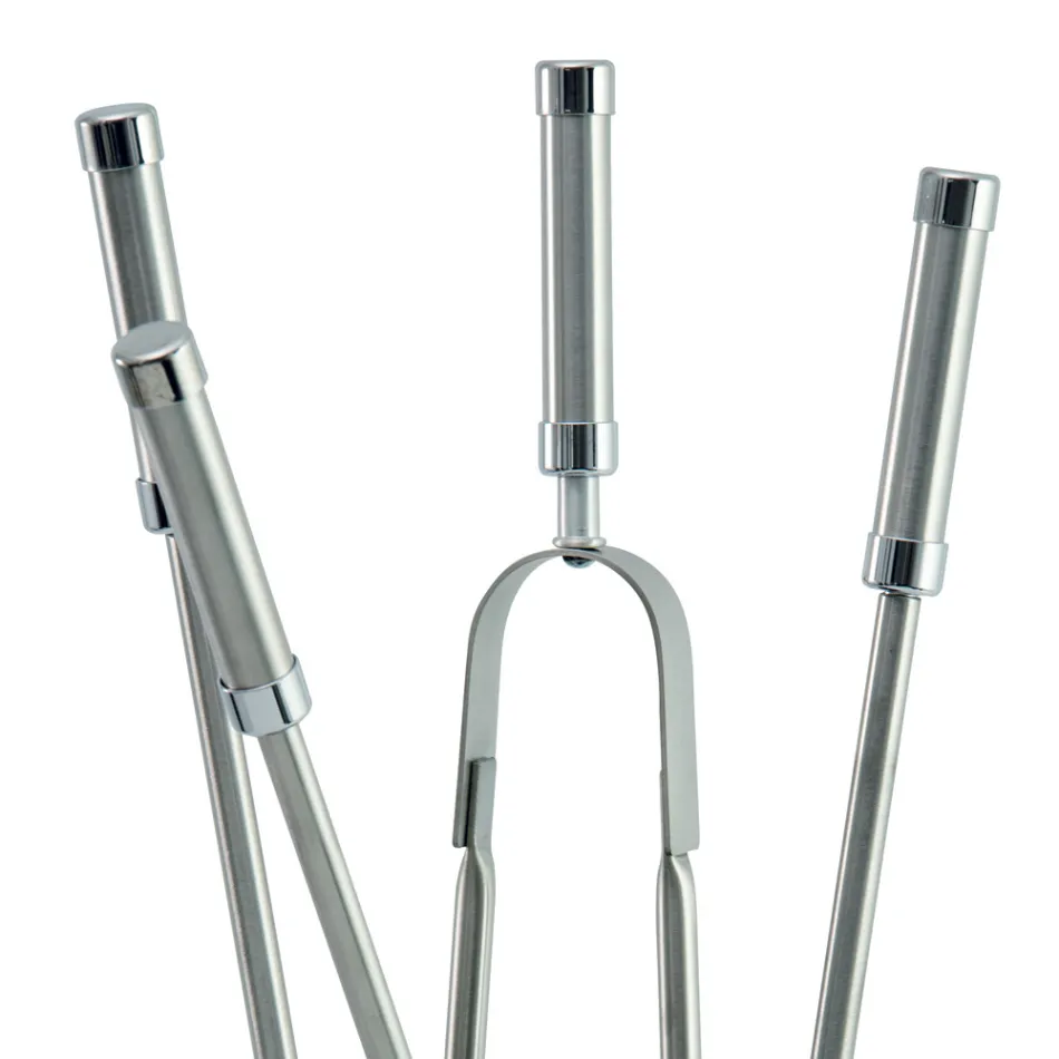 Værktøjsholder med 4 tilbehør i rustfrit stål og flamme Fremstillet i Italien - Vita Viadurini