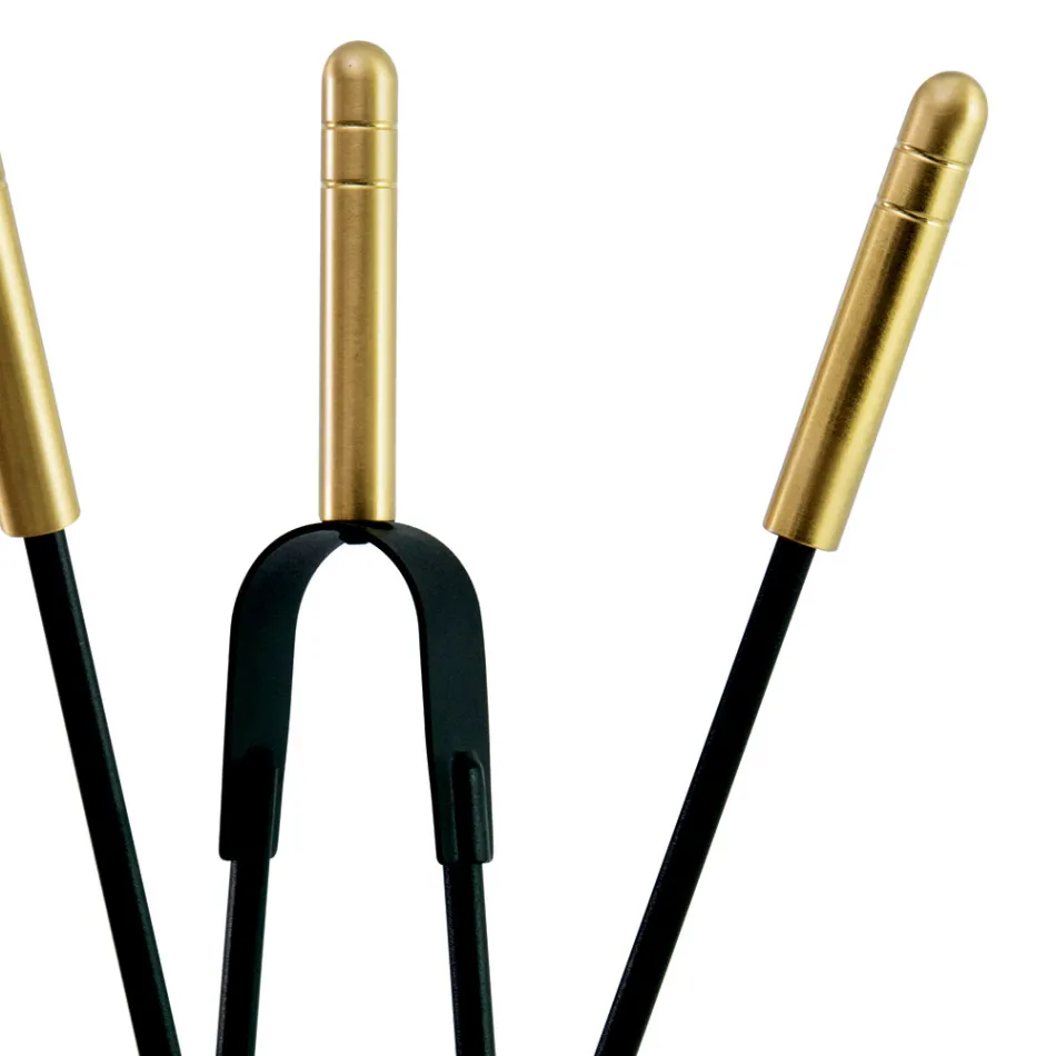 Værktøjsholder med 4 pejseværktøjer lavet i Italien - Fakir Viadurini