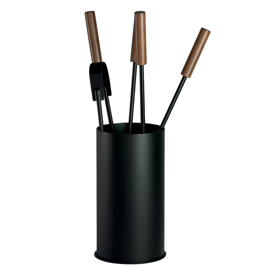 Værktøjsholder med 4 pejseværktøjer lavet i Italien - Fakir Viadurini