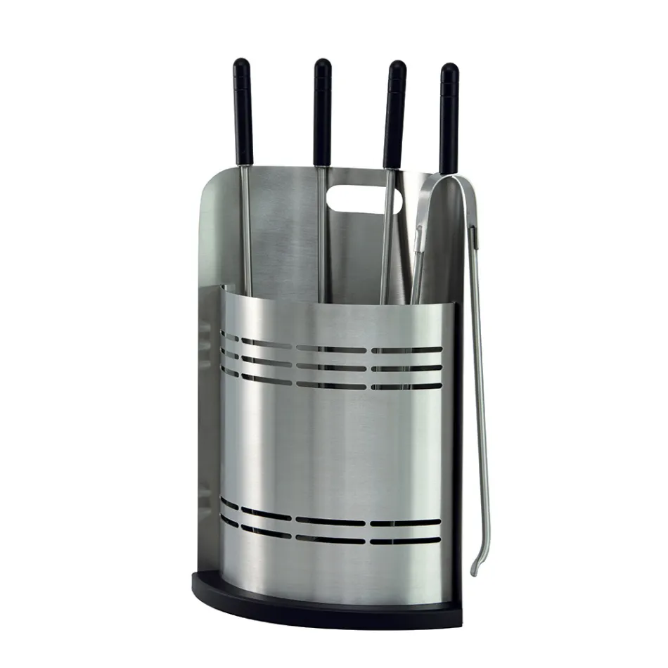 Fast værktøjsholder med 4 værktøj til pejsen Made in Italy - Bonsai Viadurini