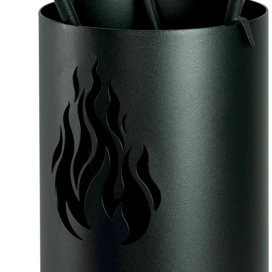 Metalværktøjsholder med 4 tilbehør og flamme lavet i Italien - Fakir Viadurini