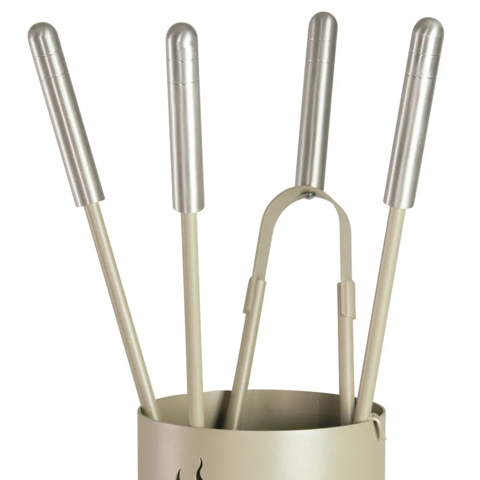 Metalværktøjsholder med 4 tilbehør og flamme lavet i Italien - Fakir Viadurini
