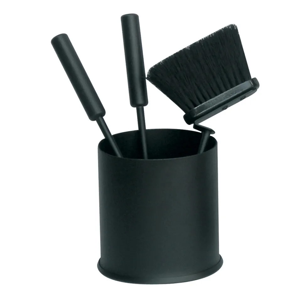 Rund værktøjsholder med 3 pejseværktøjer Made in Italy - Ingefær Viadurini