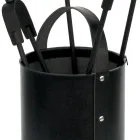 Rund værktøjsholder i kunstlæder med håndtag og 4 tilbehør Made in Italy - Pigeon Viadurini