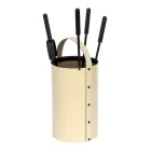 Rund værktøjsholder i kunstlæder med håndtag og 4 tilbehør Made in Italy - Pigeon Viadurini