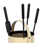 Rund værktøjsholder i kunstlæder med håndtag og 4 tilbehør Made in Italy - Pigeon Viadurini