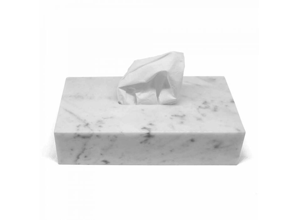 Moderne lommetørklædeholder i hvid Carrara-marmor fremstillet i Italien - Rafa Viadurini