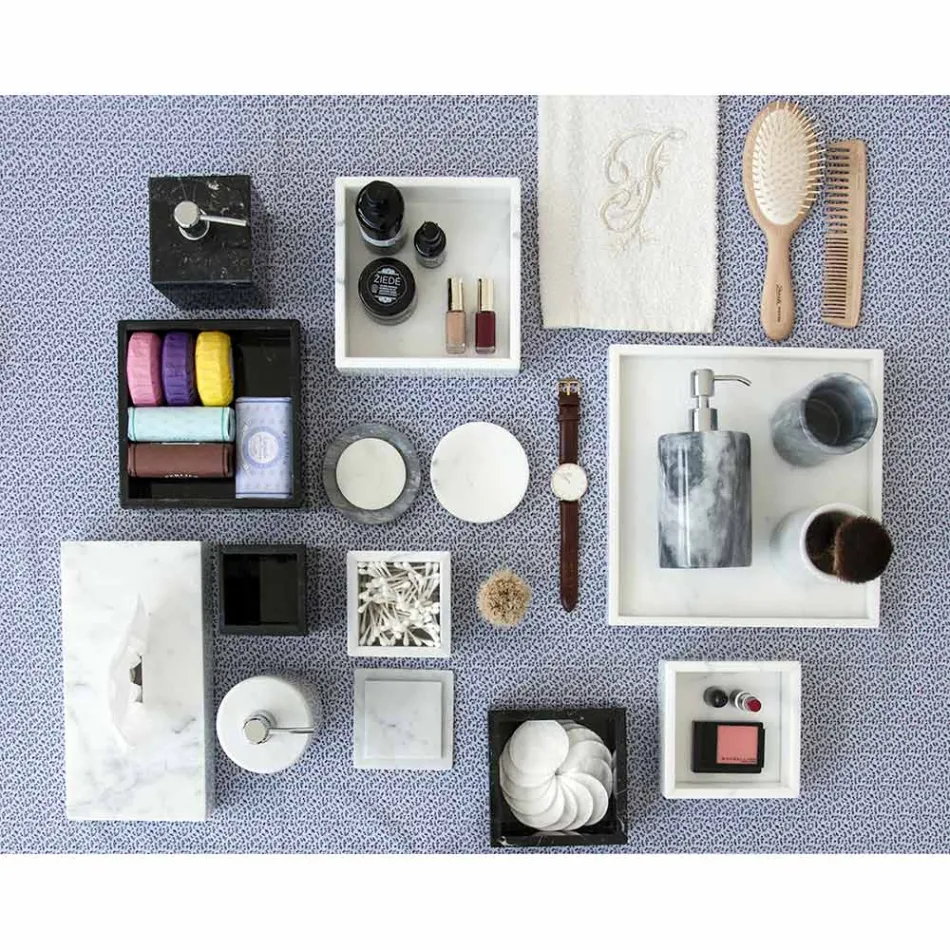 Moderne lommetørklædeholder i hvid Carrara-marmor fremstillet i Italien - Rafa Viadurini