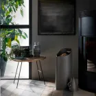 Pelletholder med intern sessir i sort læder af Sapir design Viadurini