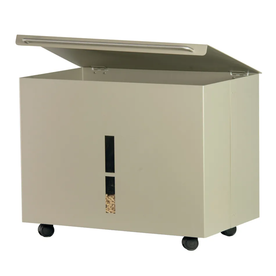 Metalpilleholder med hjul og låg Fremstillet i Italien - Gazza Viadurini