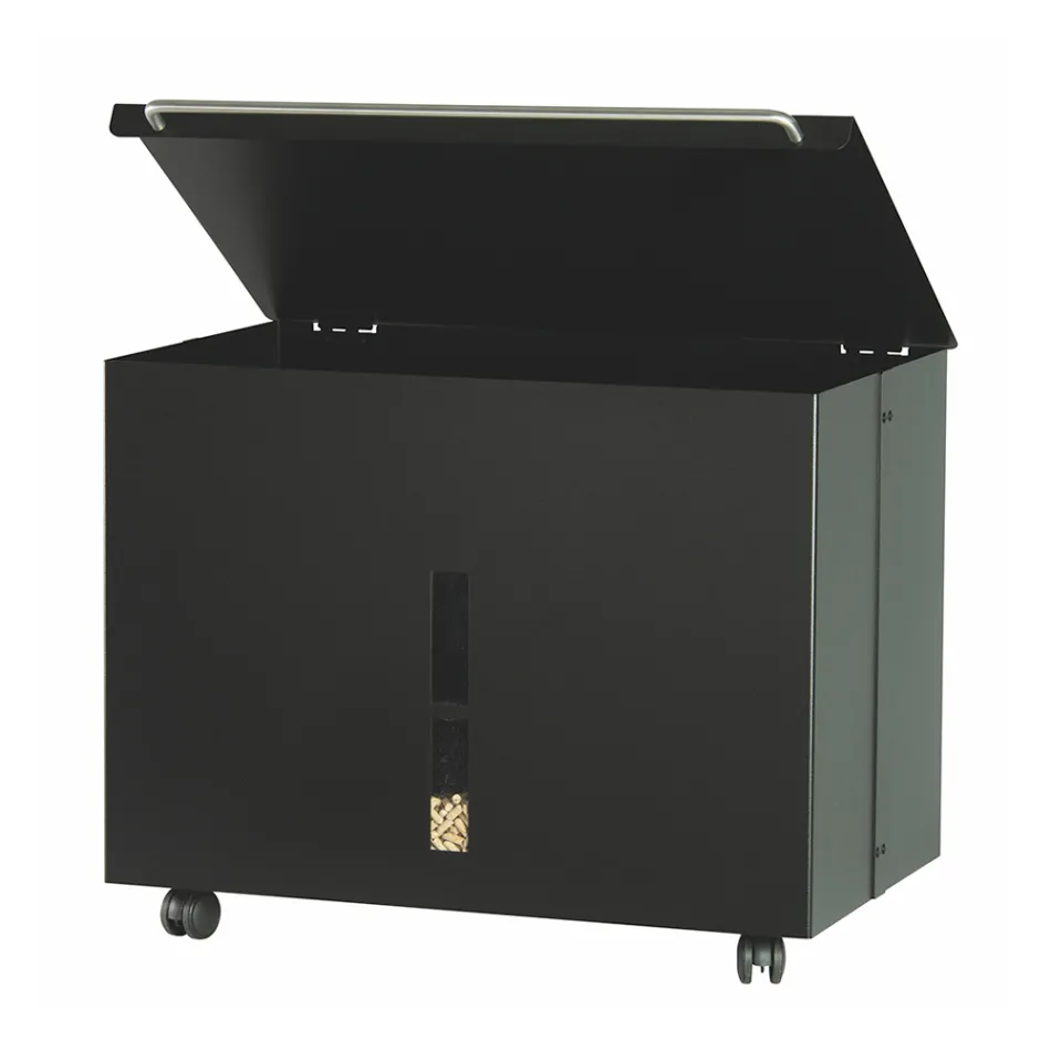 Metalpilleholder med hjul og låg Fremstillet i Italien - Gazza Viadurini