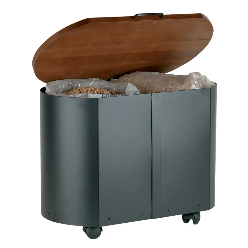 Oval pilleholder i sort metal og trælåg Fremstillet i Italien - Bisonte Viadurini