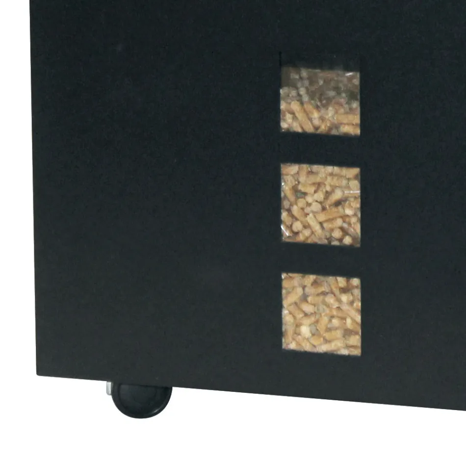 Firkantet pilleholder i sortmalet stål og hjul lavet i Italien - papegøje Viadurini