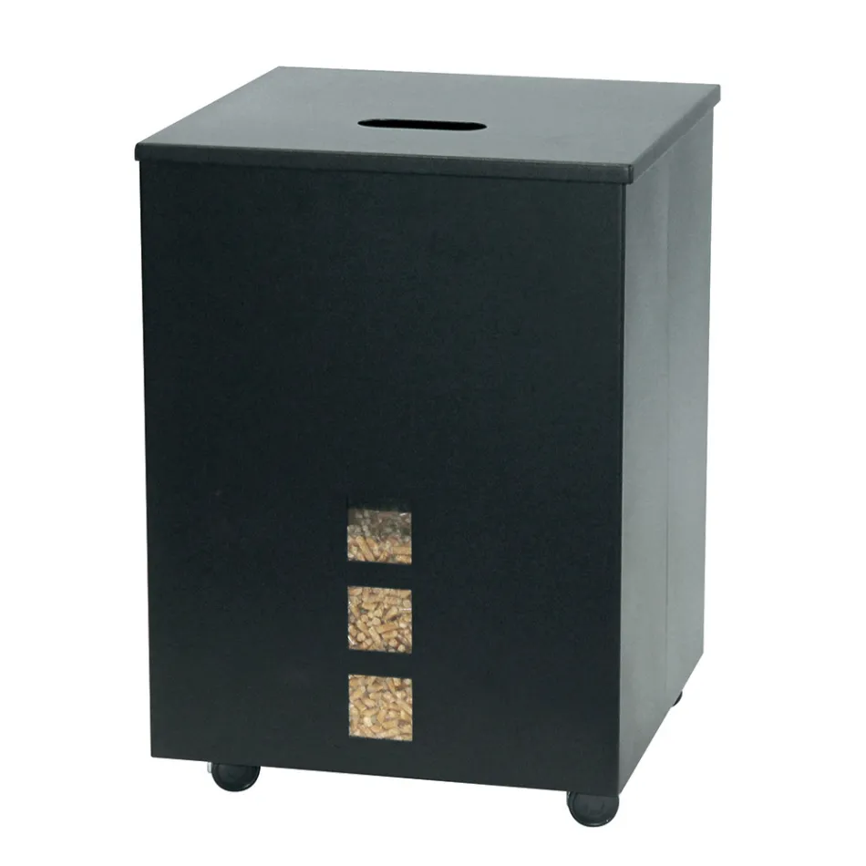 Firkantet pilleholder i sortmalet stål og hjul lavet i Italien - papegøje Viadurini