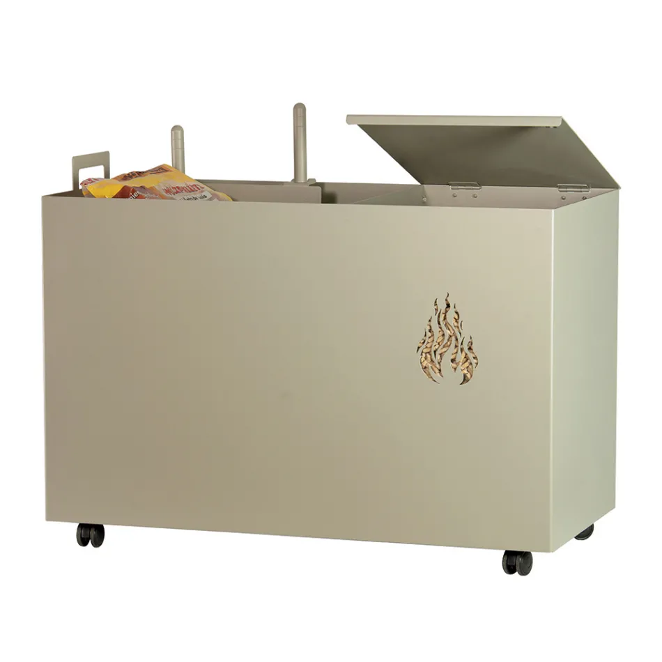 Rektangulær metalpilleholder med 4 hjul lavet i Italien - Aquila Viadurini