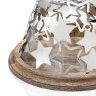 Klokke kageholder i træ og glas med sølvmetalstjerner - Ilenia Viadurini