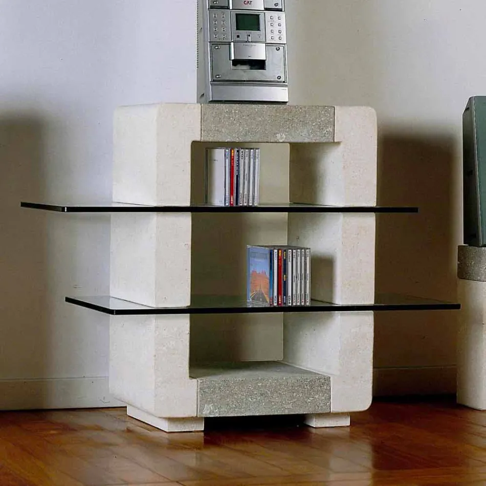 Hi-fi tv-stativ lavet af sten og krystaller med et moderne Xeni-design Viadurini