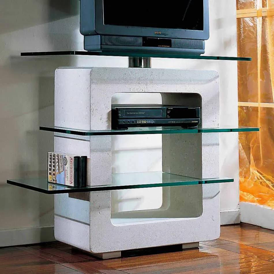 Modulært tv-stativ i sten og krystal af moderne design Agnes Viadurini