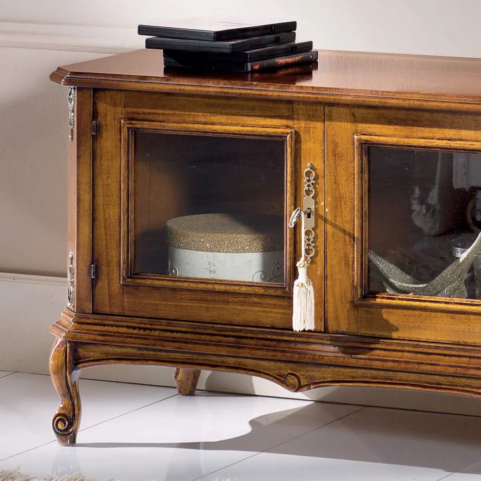 Klassisk stil tv-stativ i træ med glasdøre lavet i Italien - Richard Viadurini