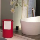 Cylindrisk vasketøjskurv i regenereret håndlavet læder Roby Viadurini