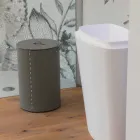 Cylindrisk vasketøjskurv i regenereret håndlavet læder Roby Viadurini