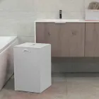 Vasketøjskurv på en kvadratisk base Læder David, lavet i Italien Viadurini