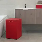 Vasketøjskurv på en kvadratisk base Læder David, lavet i Italien Viadurini