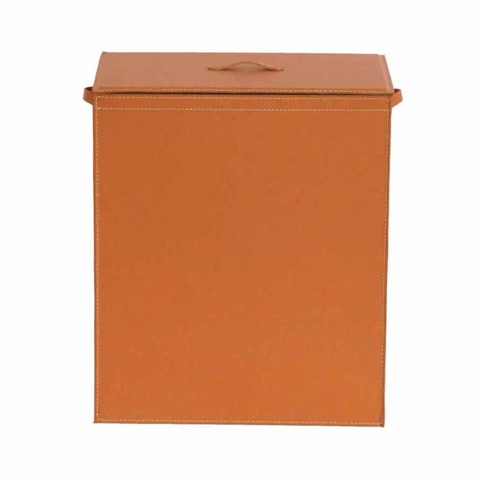 Vasketøjskurv i læder med en rektangulær base design Peter Viadurini