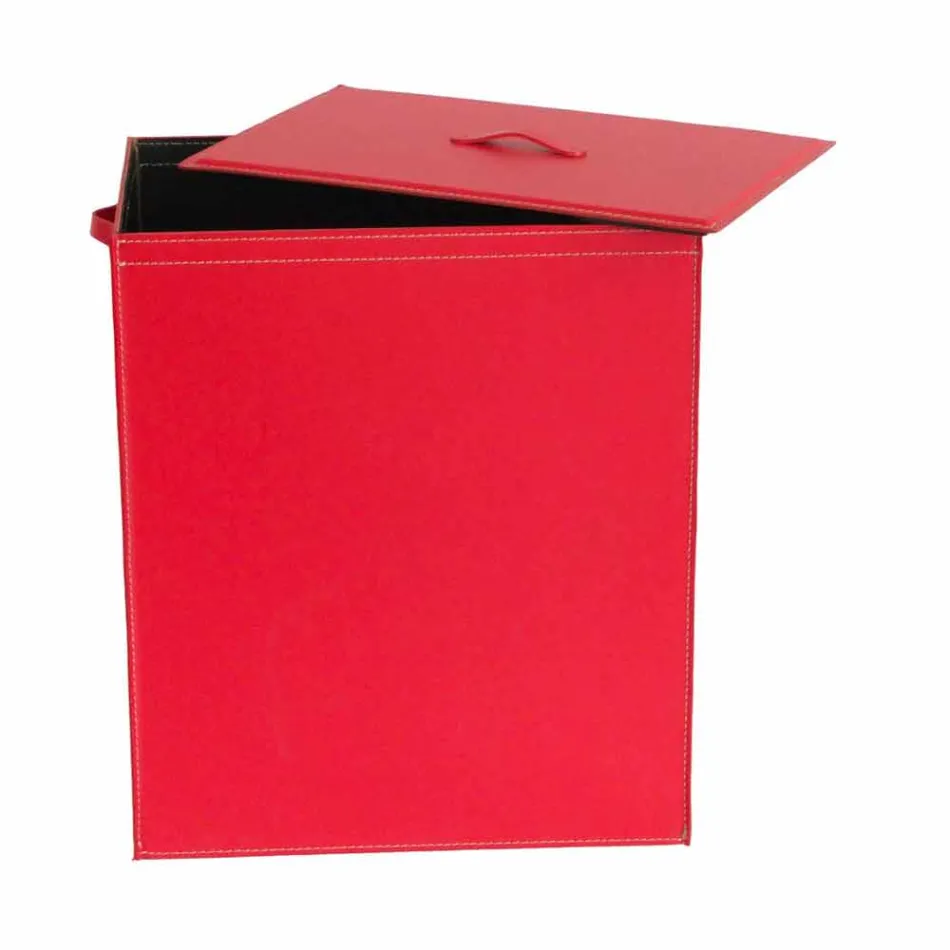 Vasketøjskurv i læder med en rektangulær base design Peter Viadurini