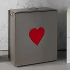 Moderne lædervaske kurv lavet i Italien Adele, hjerteindsats Viadurini