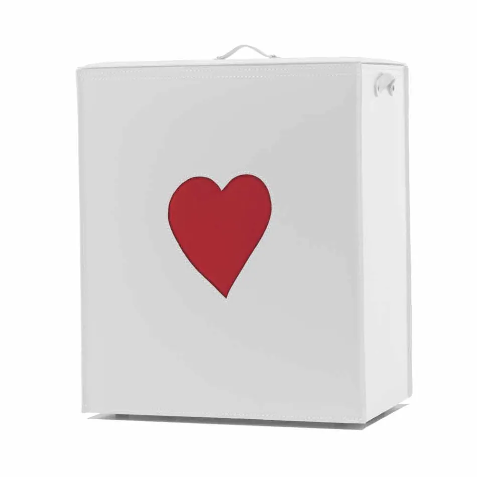 Moderne lædervaske kurv lavet i Italien Adele, hjerteindsats Viadurini