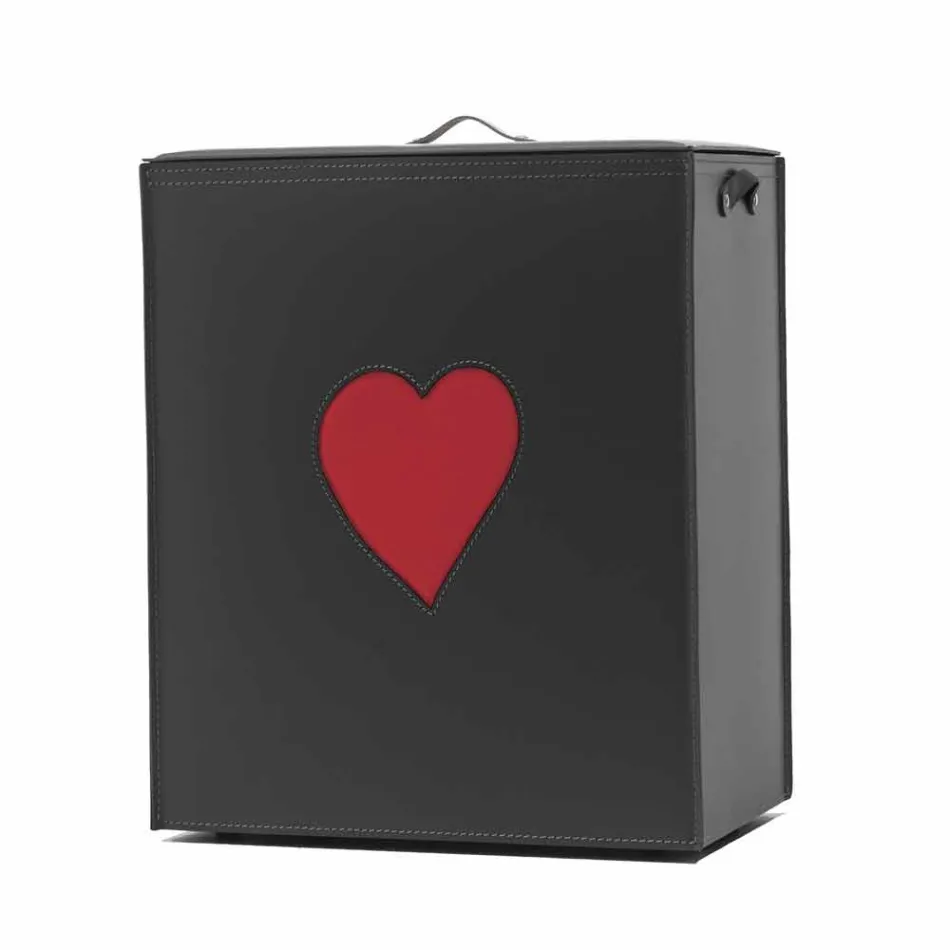 Moderne lædervaske kurv lavet i Italien Adele, hjerteindsats Viadurini