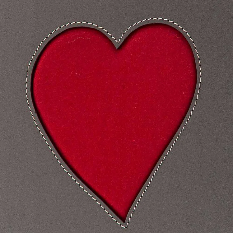 Moderne lædervaske kurv lavet i Italien Adele, hjerteindsats Viadurini