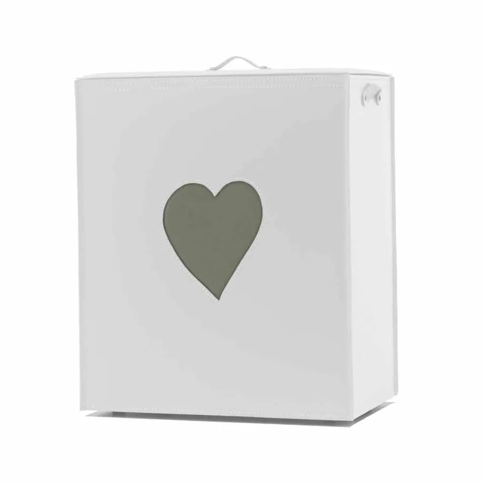 Moderne lædervaske kurv lavet i Italien Adele, hjerteindsats Viadurini