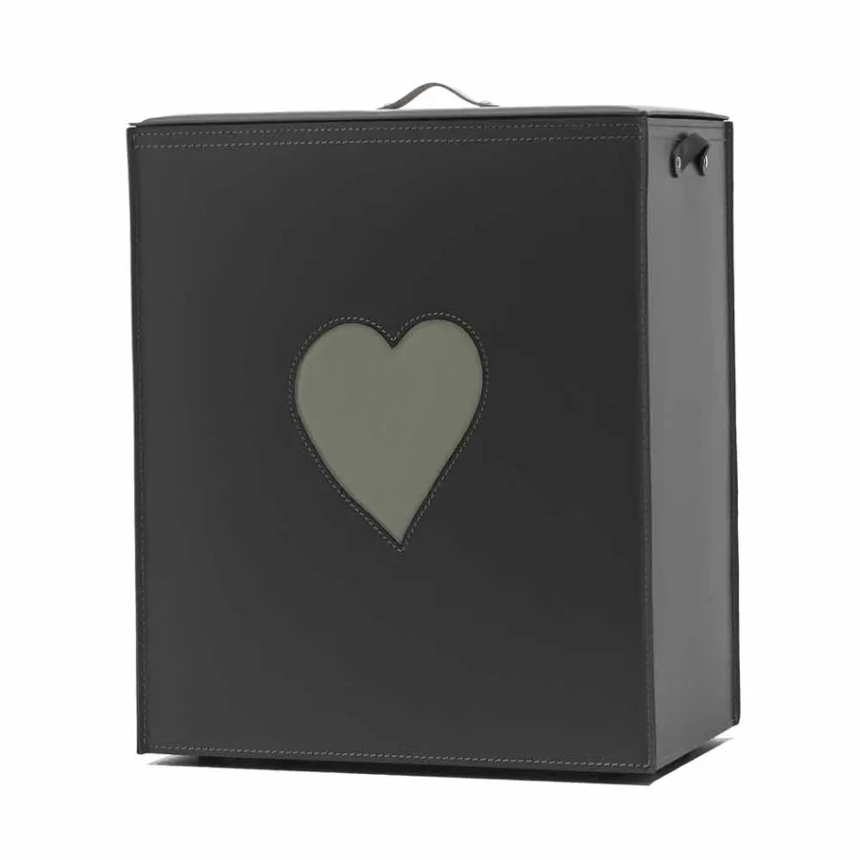 Moderne lædervaske kurv lavet i Italien Adele, hjerteindsats Viadurini