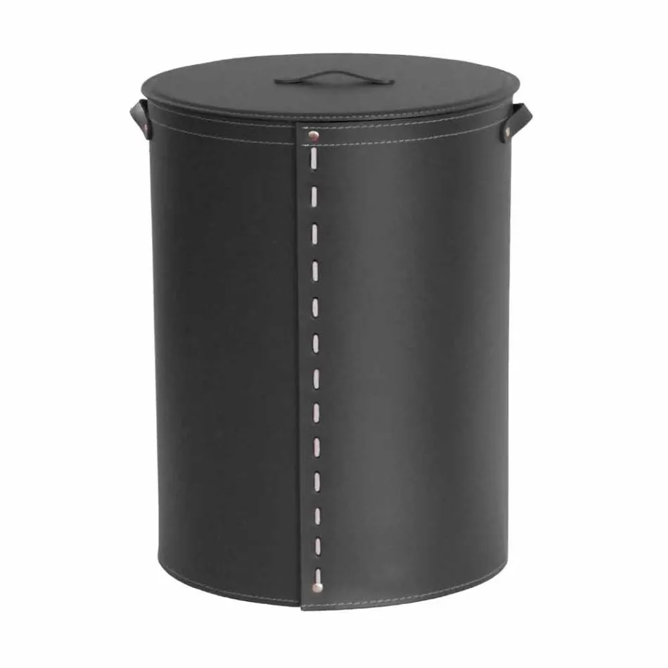 Oval vasketøjskurv i Riky regenereret læder lavet i Italien Viadurini