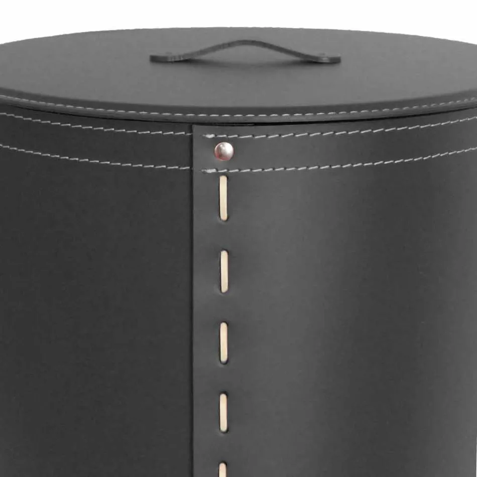 Oval vasketøjskurv i Riky regenereret læder lavet i Italien Viadurini