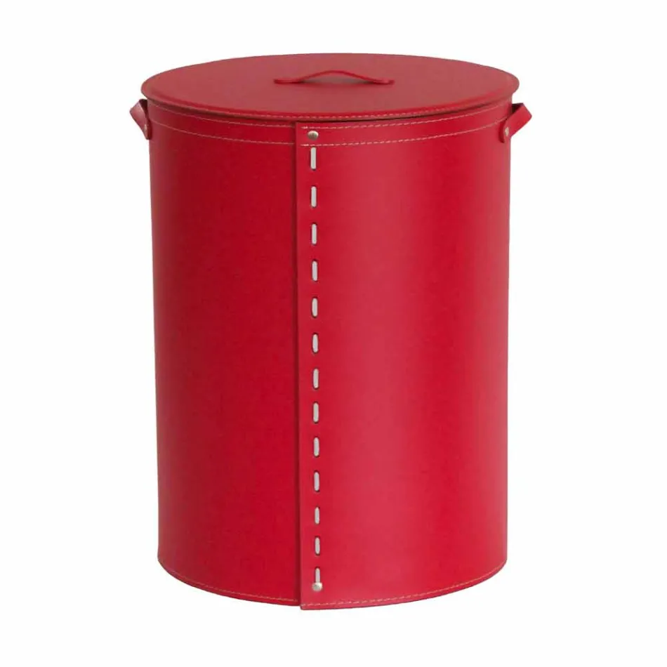 Oval vasketøjskurv i Riky regenereret læder lavet i Italien Viadurini