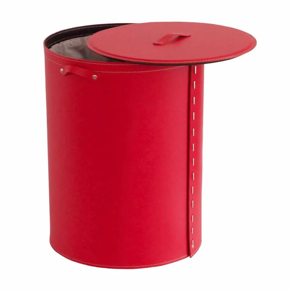 Oval vasketøjskurv i Riky regenereret læder lavet i Italien Viadurini