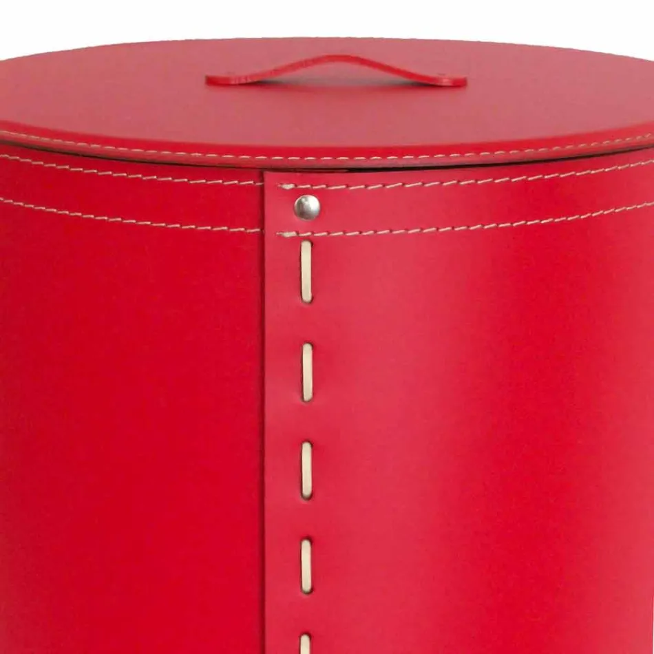 Oval vasketøjskurv i Riky regenereret læder lavet i Italien Viadurini