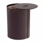 Oval vasketøjskurv i Riky regenereret læder lavet i Italien Viadurini